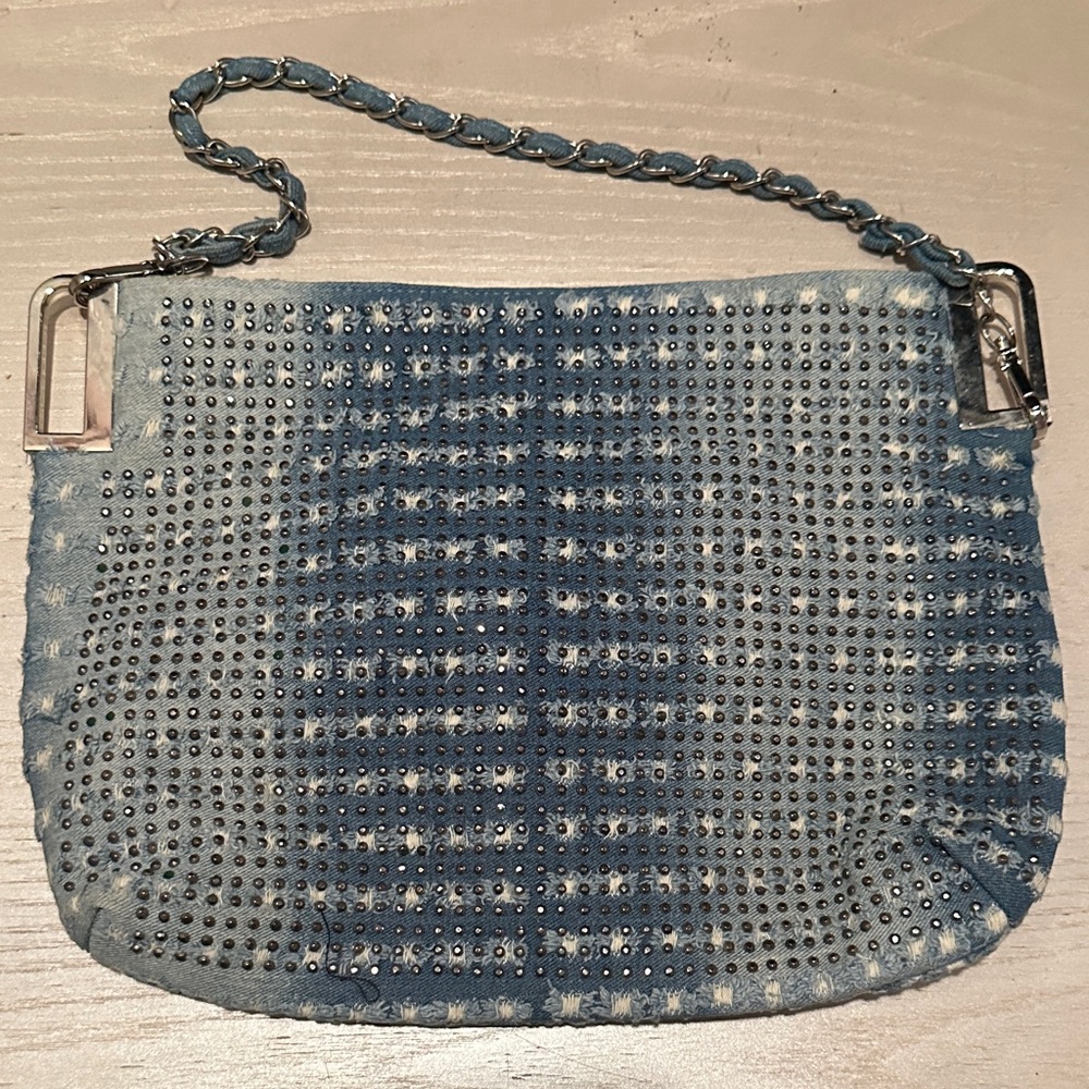 Stylish Blue Denim Studded Women's Bag